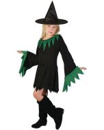 Costume fille sorcière noir et vert