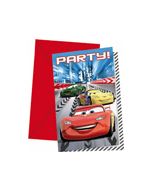 Lot de 6 cartes d'invitations et enveloppes "Cars Racers" - Disney