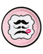 8 assiettes moustaches roses