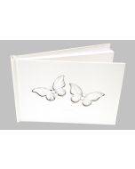 Livre d'or blanc papillons satin