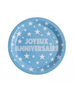 Assiette Joyeux anniversaire de coloris turquoise