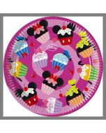 Assiettes Mickey et ses amis thème cupcake - x8