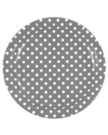 10 assiettes pois gris