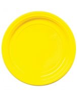 25 assiettes plastiques jaunes rondes - 17 cm