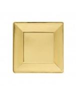 8 assiettes carton dorées carrées - 20 cm