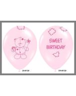 Lot de 6 Ballons roses " sweet birthday"