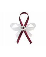 Ruban fleur satin avec perles - bordeaux x 25