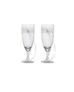 2 verres à champagne – Rosette argentée