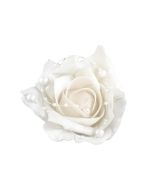 4 roses perlées autoadhésives - Crème