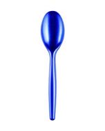 cuillères plastique bleu transparent