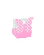 10 Boîtes à dragées papillon rose à fleurs blanches