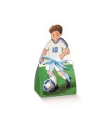 10 Boîtes à dragées footballeur maillot blanc et bleu