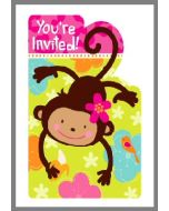 invitations jungle "monkey love" x8
