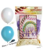 Guirlande de ballons blanc et turquoise