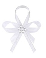 Ruban fleur satin avec perles - blanc x 25