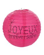 Lanterne Joyeux Anniversaire - Fuchsia  x2