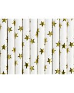 10 X Paille blanche et étoile dorées