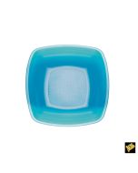 Lot 12 assiettes creuses à dessert – Turquoise translucide