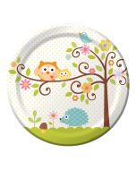 Assiette hibou baby-shower x8