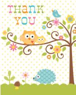 Carte Merci baby-shower hibou  x8