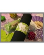 Ronds de serviette - Double coeur - vert anis - x6