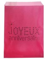 24 sacs en papier Joyeux Anniversaire - fuschia pas cher