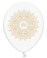 6 Ballons communion blanc et or