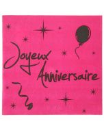 20 serviettesjoyeux anniversaire fuschia à prix discount