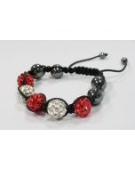 Bracelet Shamballa argent et rouge