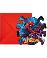 6 cartes d'invitation et enveloppes Spiderman