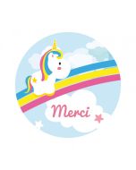 40 Stickers licorne multicolore personnalisés