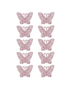 	 10 papillons dentelle roses à coller - 4 cm x 3 cm