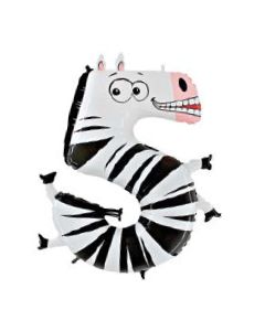 Ballon chiffre "5" zèbre