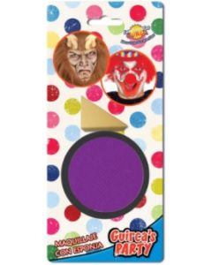 maquillage fard violet avec éponge