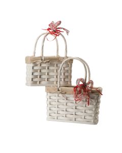 2 paniers rectangulaires avec anse blanche