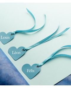 Étiquette dragées coeur son ruban satin