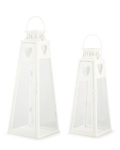 2 Lanternes blanches avec coeurs
