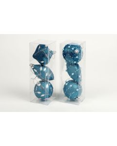 Lot de 3 boules de Noël décorées - Bleu