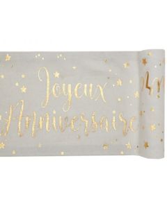 chemin table joyeux anniversaire coton or