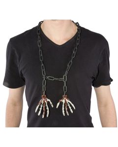 Collier deux mains de squelette