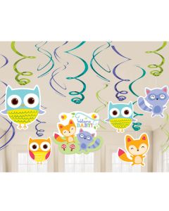 12 Décorations à suspendre Baby Shower forêt