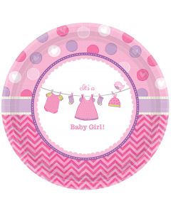 8 Assiettes Baby Shower fille 17,7 cm