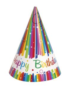 8 Chapeaux de fête Happy Birthday multicolore