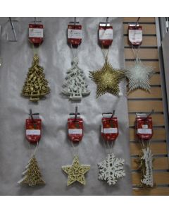 Lot de 2 suspensions de Noël - or ou blanc