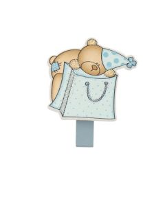 12 pinces à linge ourson bleu