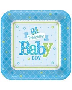 8 assiettes welcome baby boy