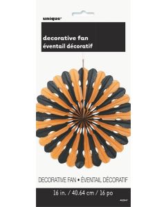 Eventail papier - orange et noir