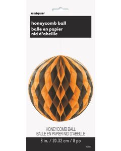 Pompon en nid d'abeille - orange et noir