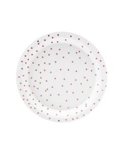 x6 Assiettes cartons Blanches pois rose gold 18 cm