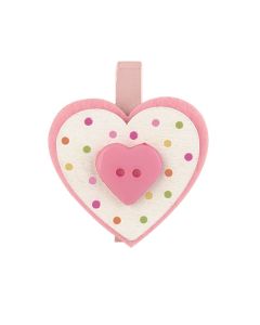 12 Pinces à linge coeur rose